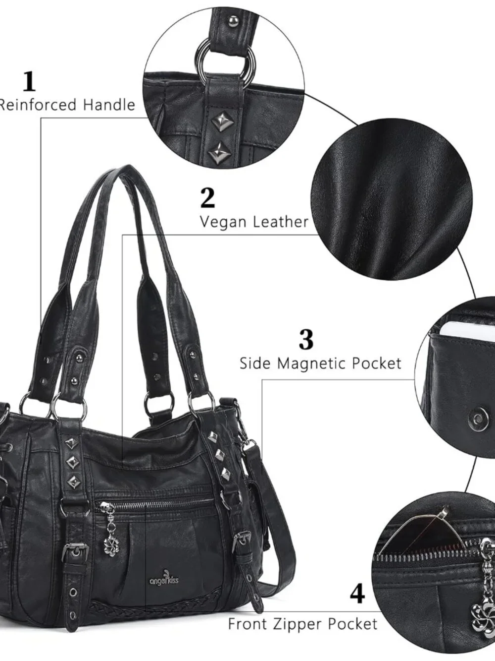 Shoulder Bag For Women Multi Pocket Retro Hobo Handbags Satchel Tote Bag - Picture 6 of 8